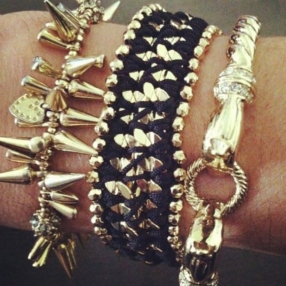 Stella & Dot Jewelry - Stella & Dot | *RARE*Dainty Shimmering Gold Bracelet Retired Black/Gold …